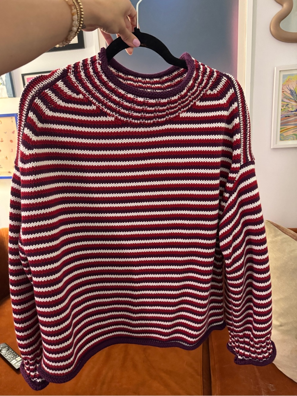 Striped Crewneck Sweater - Red & White
